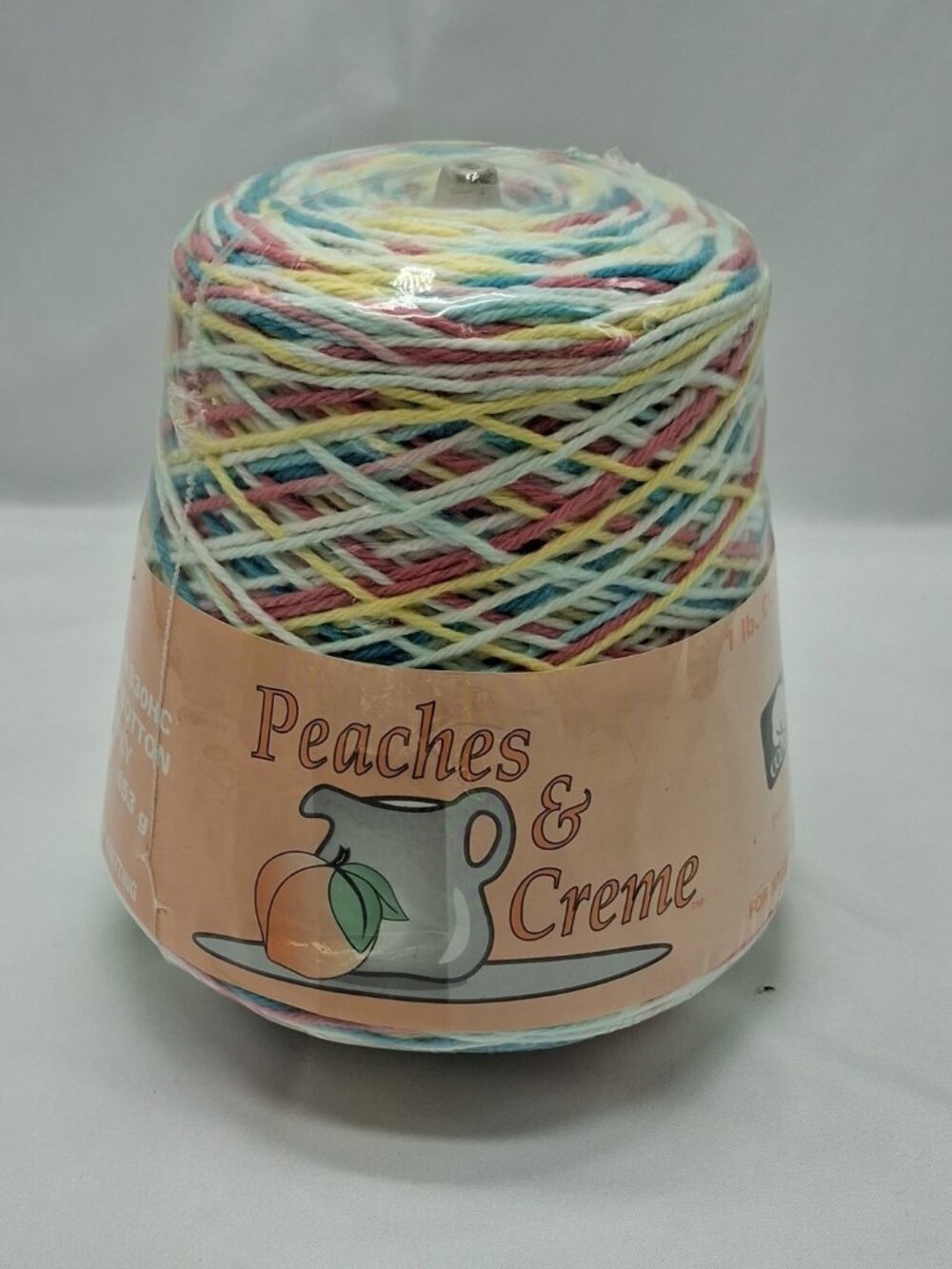 Peaches & Cream Yarn Cone 100% Cotton Yarn, 1 lb, 4-ply, Variated Spring Meadows